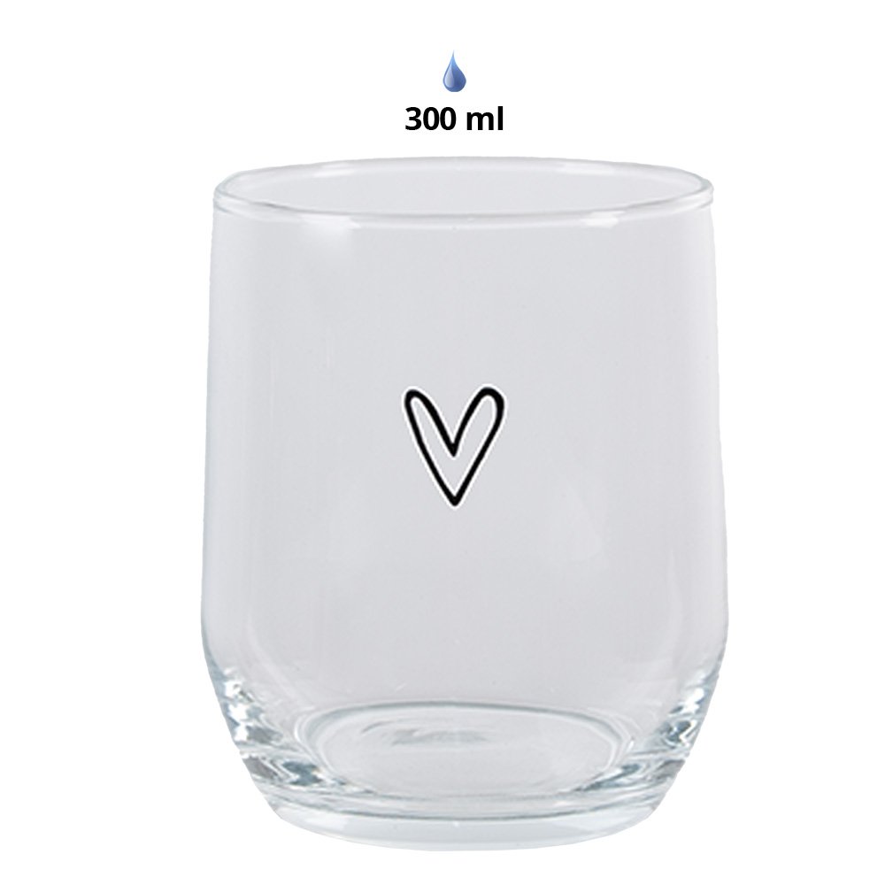 Wasserglas Herz 300 ml Trinkbecher aus transparentem Glas