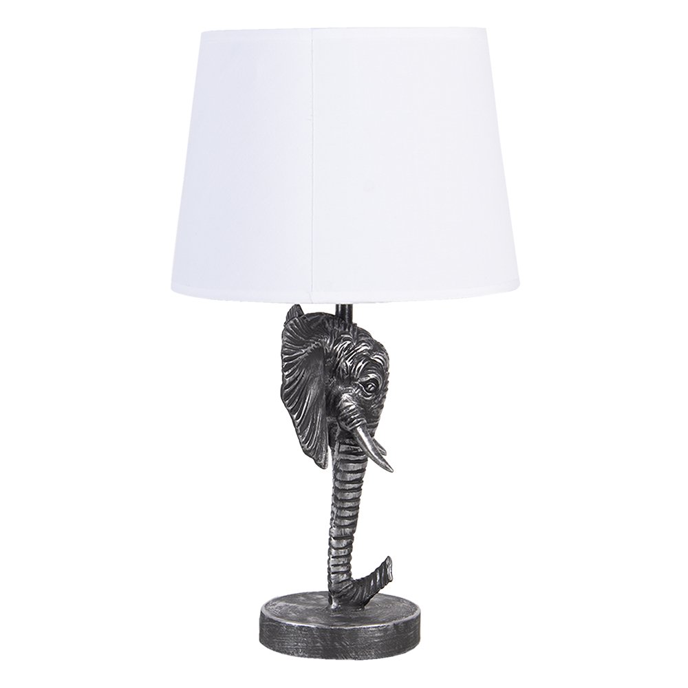 Tischlampe Elefant 23x23x41 cm Schwarz weiße Polyresin Schreibtischlampe