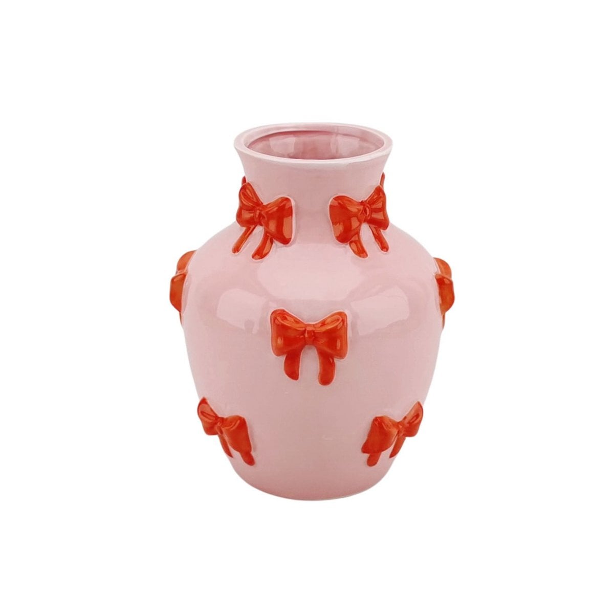 Vase - Blumenvase -Bänder - Pink/Orange - 14x14x19cm