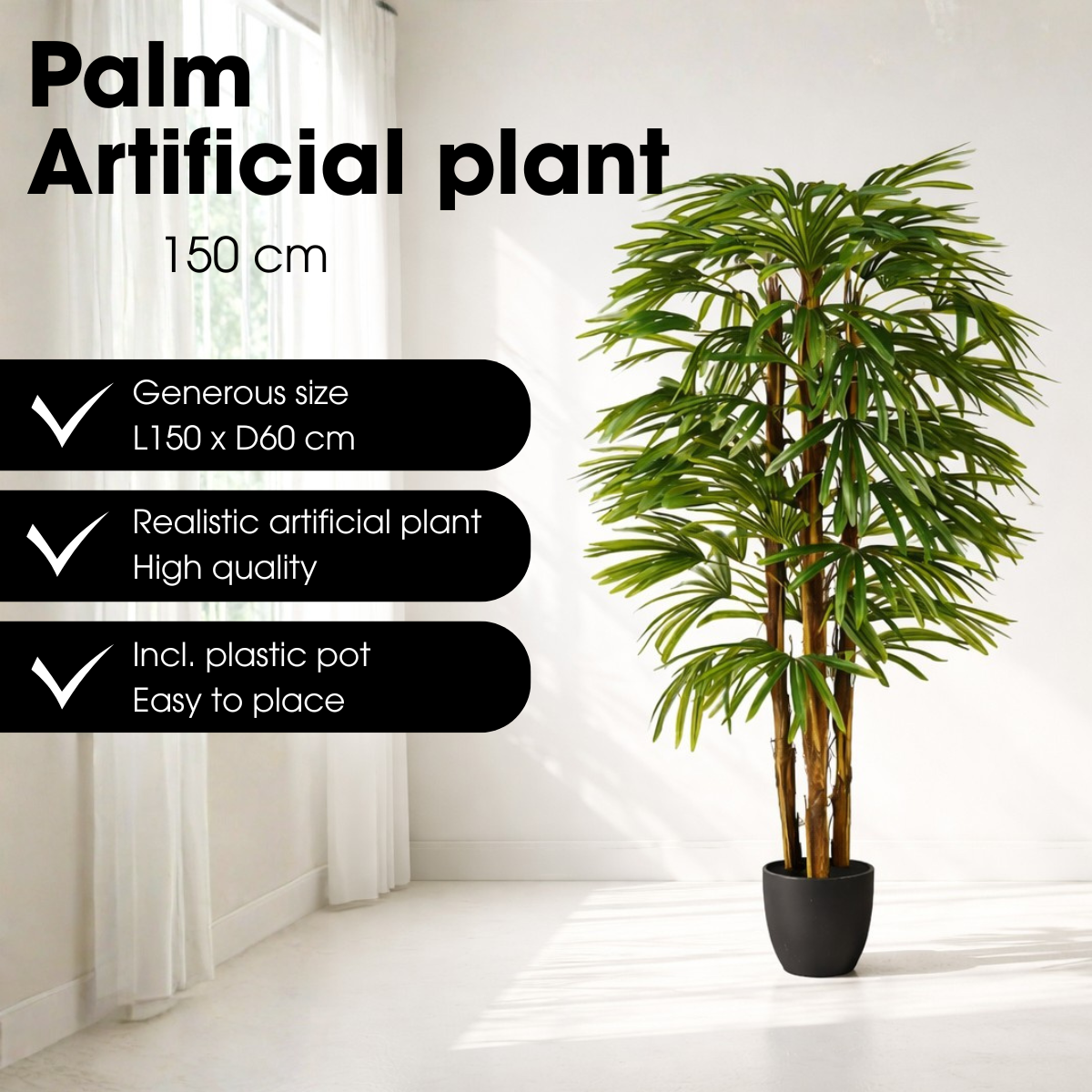 Künstliche Pflanze Raphis Palm Green