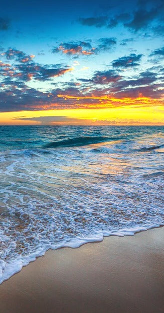 Duschrückwand - Sonnenaufgang über dem Strand