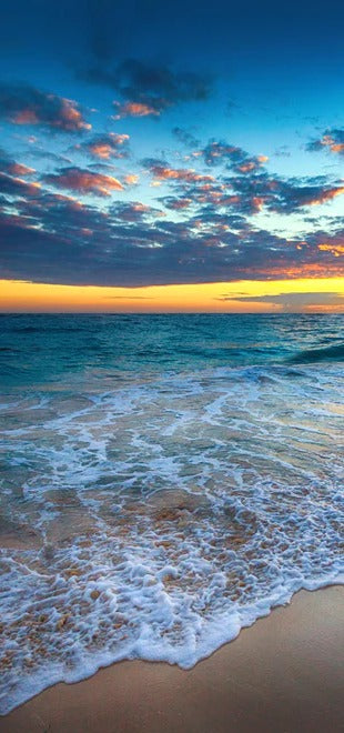 Duschrückwand - Sonnenaufgang über dem Strand