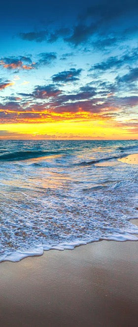 Duschrückwand - Sonnenaufgang über dem Strand