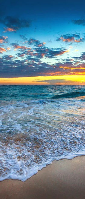 Duschrückwand - Sonnenaufgang über dem Strand