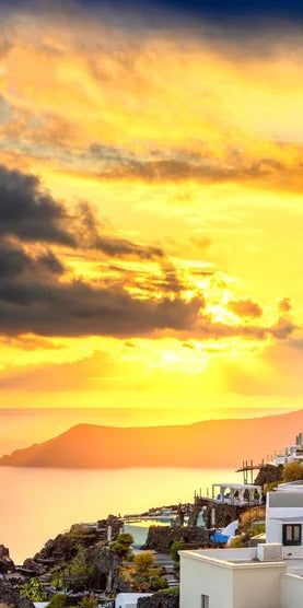 Duschrückwand - Fantastischer Sonnenuntergang in Santorini - Griechenland