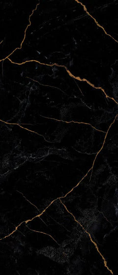 Duschrückwand - Schwarzer Marmor mit dünnen goldenen Adern