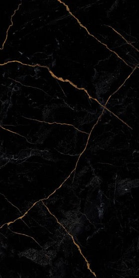 Duschrückwand - Schwarzer Marmor mit dünnen goldenen Adern