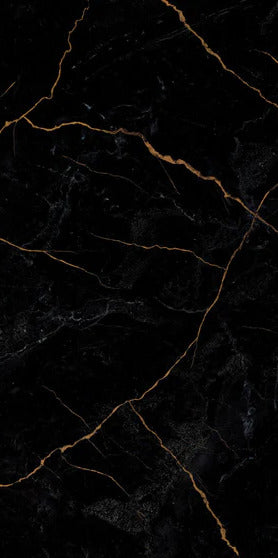 Duschrückwand - Schwarzer Marmor mit dünnen goldenen Adern