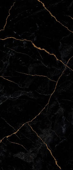 Duschrückwand - Schwarzer Marmor mit dünnen goldenen Adern