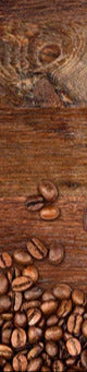 Küchenrückwand - Kaffeebohnen auf Eichenholz