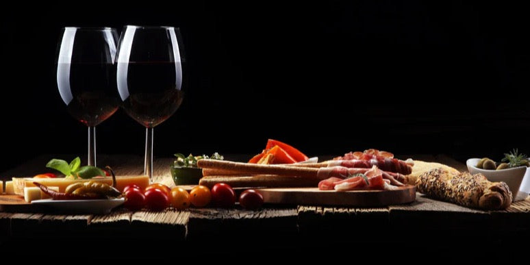 Küchenrückwand - Italienische Antipasto & Wein