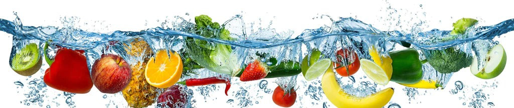 Küchenrückwand - Obst & Gemüse im Wasser