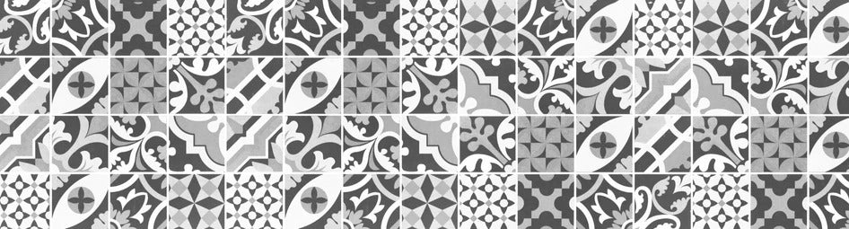 Küchenrückwand - Grau-Weiß Vintage Mosaik