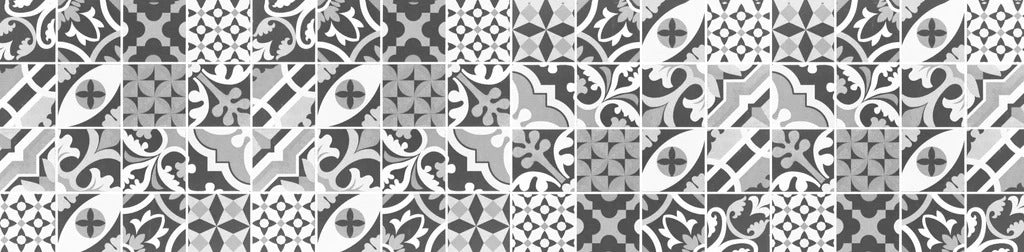 Küchenrückwand - Grau-Weiß Vintage Mosaik