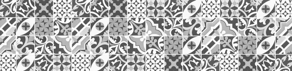 Küchenrückwand - Grau-Weiß Vintage Mosaik