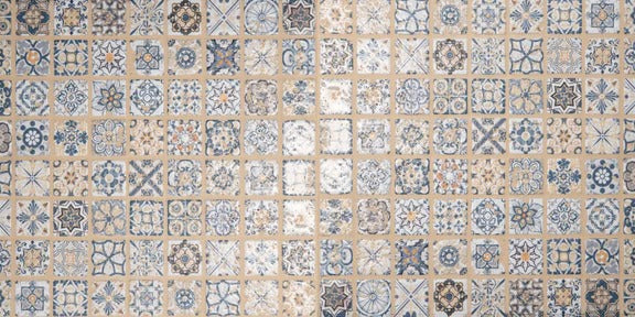 Küchenrückwand - Beige-blau Vintage Mosaik