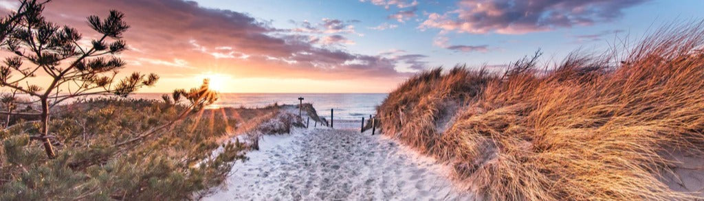 Küchenrückwand - Romantischer Sandweg zum Strand