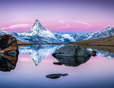 Küchenrückwand - Stellisee in Schweiz - Matterhorn Panorama