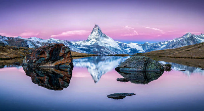 Küchenrückwand - Stellisee in Schweiz - Matterhorn Panorama