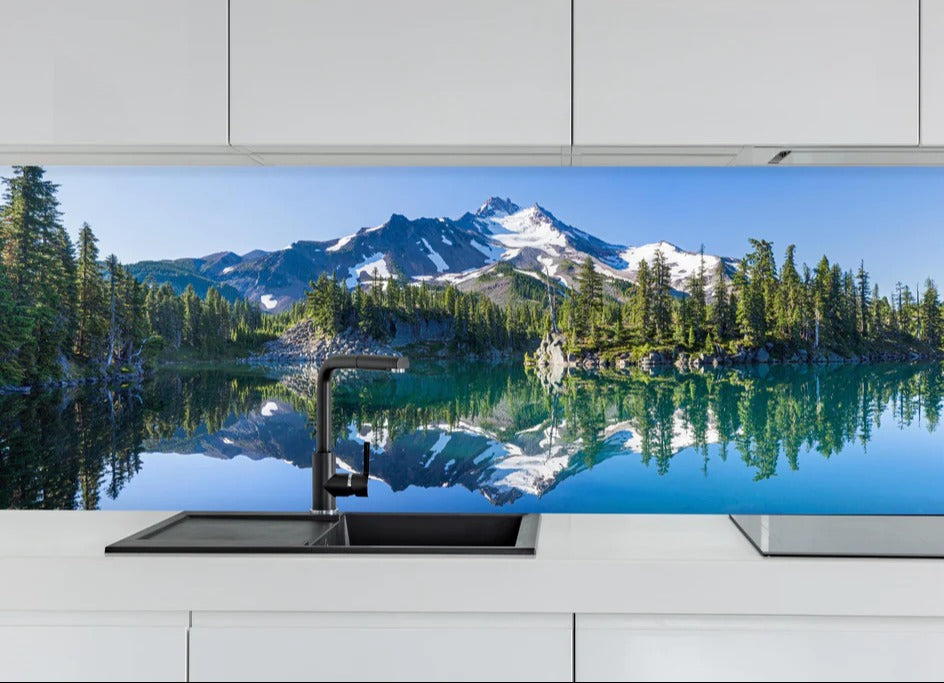 Küchenrückwand - Jefferson Park spiegelnd im Morgenlicht