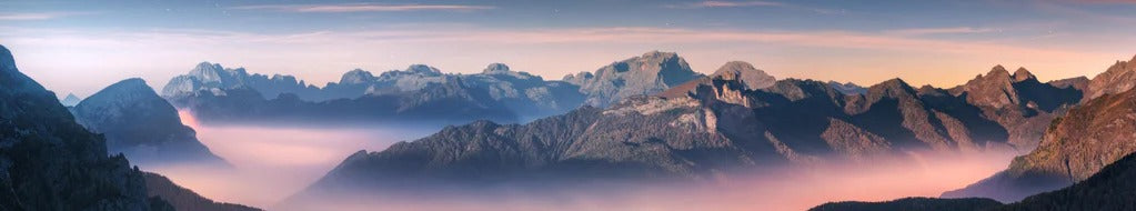 Küchenrückwand - Nebliger Blick auf Dolomiten