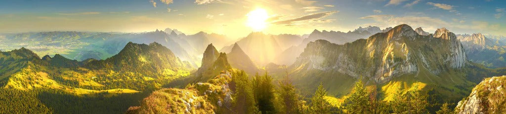 Küchenrückwand - Sonnenaugang über Schweizer Alpen