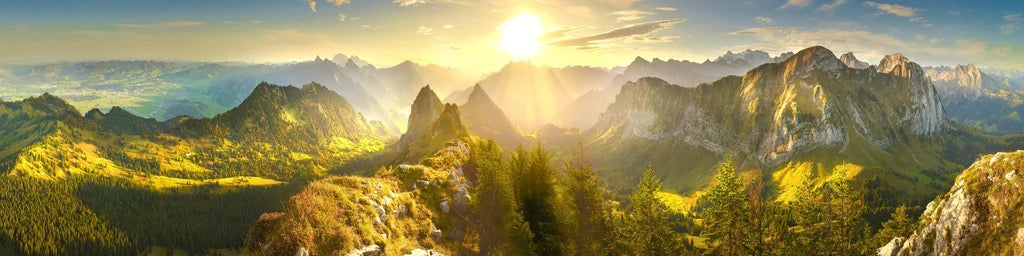 Küchenrückwand - Sonnenaugang über Schweizer Alpen