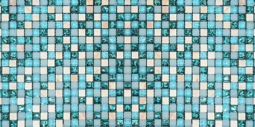 Küchenrückwand - Türkis-Weißes Aquamarin Mosaik