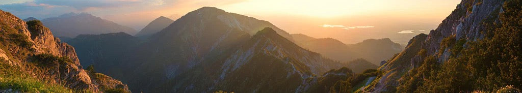 Küchenrückwand - Panorama der bayrischen Alpen bei Abendsonne