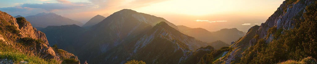Küchenrückwand - Panorama der bayrischen Alpen bei Abendsonne