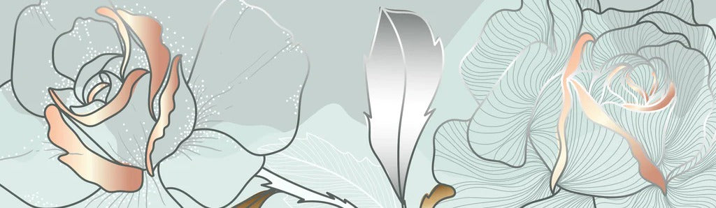 Küchenrückwand - Türkise Blüten