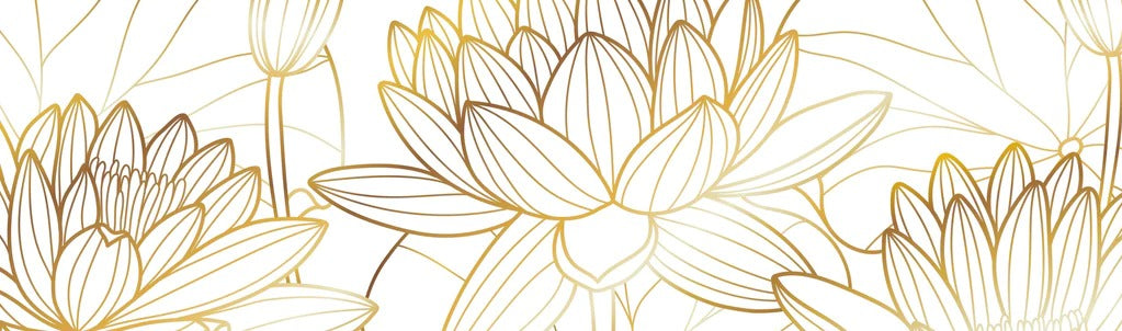 Küchenrückwand - Weiß-goldene Blüten