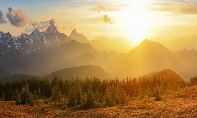 Küchenrückwand - Berge im Sonnenuntergang