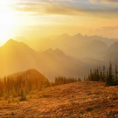 Küchenrückwand - Berge im Sonnenuntergang
