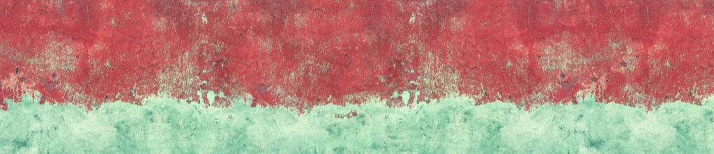 Küchenrückwand - Türkis-rote Wand im Grunge-Stil