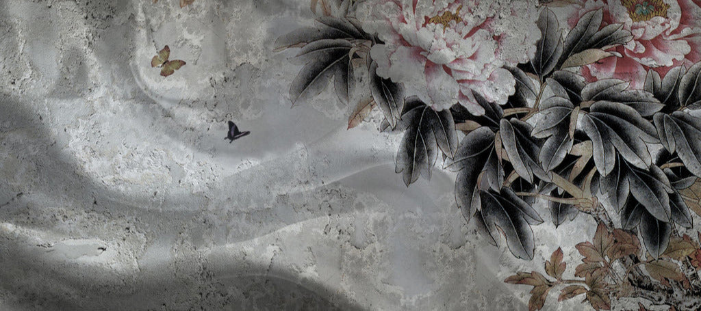 Küchenrückwand - Blumenstrauß abgebildet auf Beton