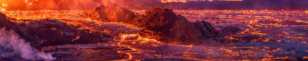 Küchenrückwand - Lavastrom aus dem ausbrechenden Vulkankrater