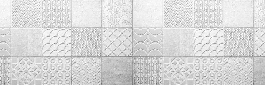 Küchenrückwand - Graues weißes Vintage Mosaikmotiv