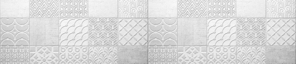 Küchenrückwand - Graues weißes Vintage Mosaikmotiv