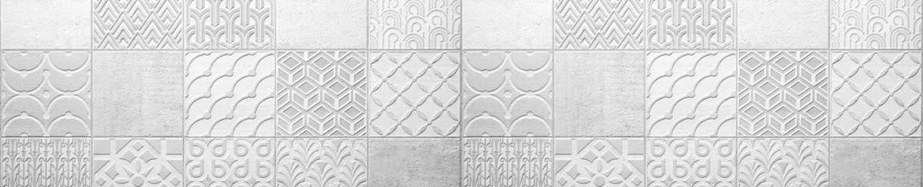 Küchenrückwand - Graues weißes Vintage Mosaikmotiv