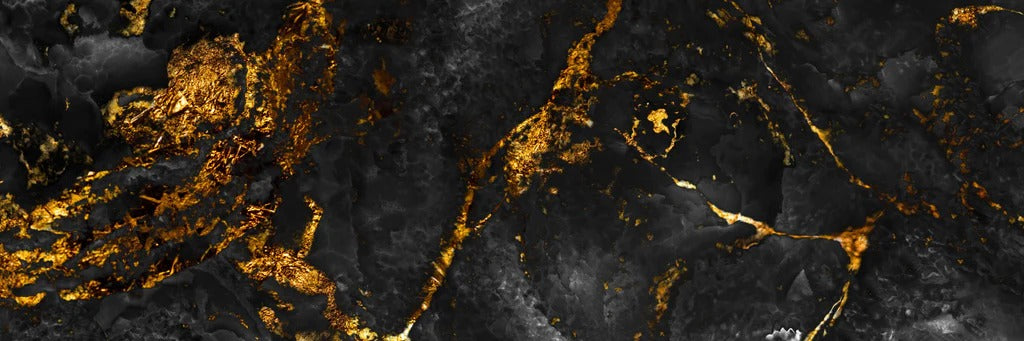 Küchenrückwand - Schwarzer Marmor mit goldenen Adern