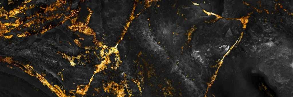 Küchenrückwand - Schwarzer Marmor mit goldenen Adern