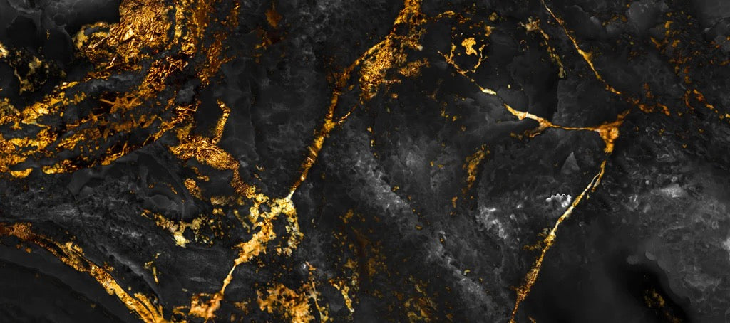 Küchenrückwand - Schwarzer Marmor mit goldenen Adern