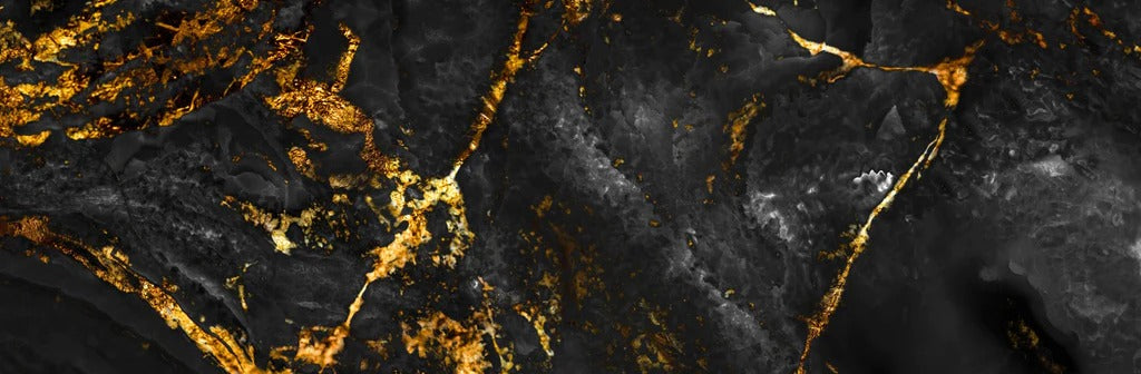 Küchenrückwand - Schwarzer Marmor mit goldenen Adern