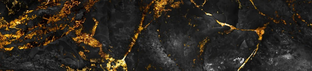 Küchenrückwand - Schwarzer Marmor mit goldenen Adern