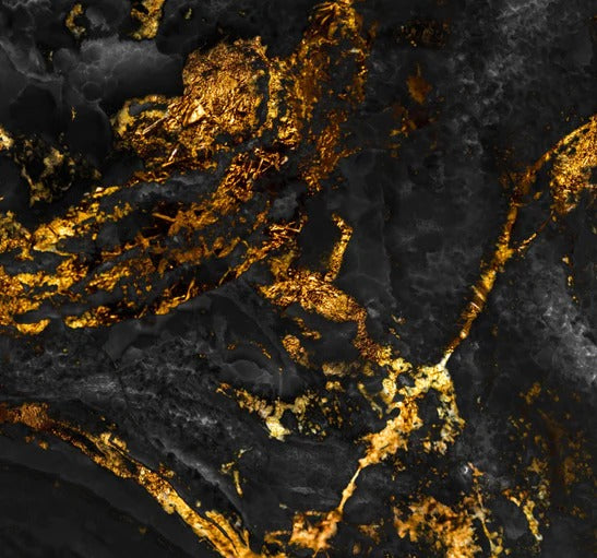 Küchenrückwand - Schwarzer Marmor mit goldenen Adern