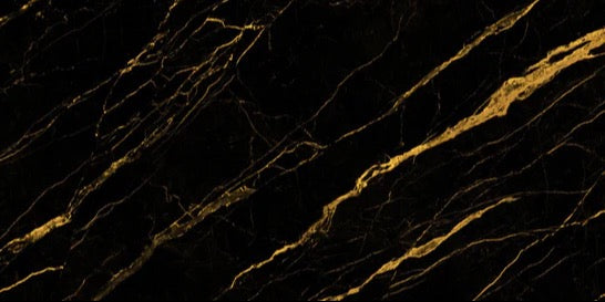 Küchenrückwand - Schwarz goldener Marmor