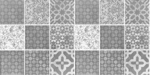 Küchenrückwand - Grau weiße Vintage Mosaik Textur