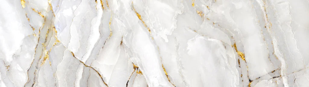 Küchenrückwand - Weißer Statuario-Marmor mit goldene Adern