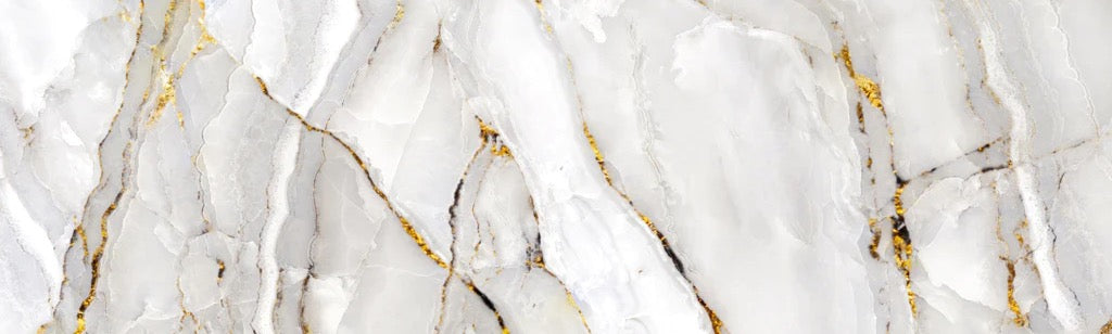 Küchenrückwand - Weißer Statuario-Marmor mit goldene Adern